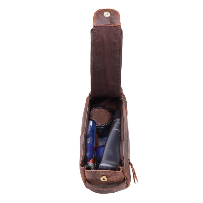 cuero Premium Buffalo Leather Unisex Toiletry Bag Travel Dopp Kit Vintage Travel Shaving & Dopp Kit For Men And Women - Image 3